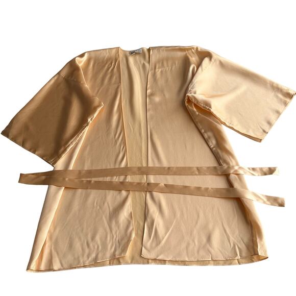 VTG Victorias Secret Rare Pre Gold Ventura Tag Silk Peach Kimono Robe One Size - Picture 1 of 8
